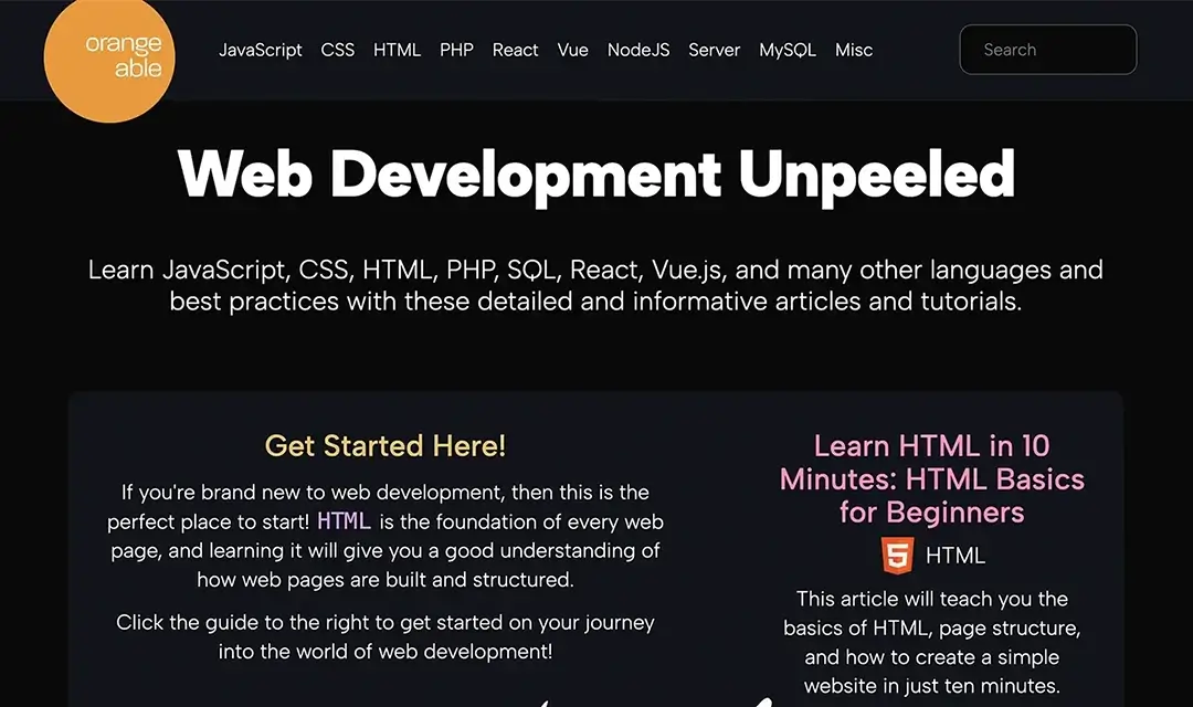 Orangeable website screenshot